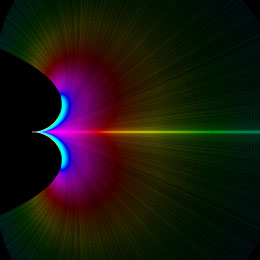 The trajectories for rotation followed by constant thrust, all trajectories using the same thrust.
